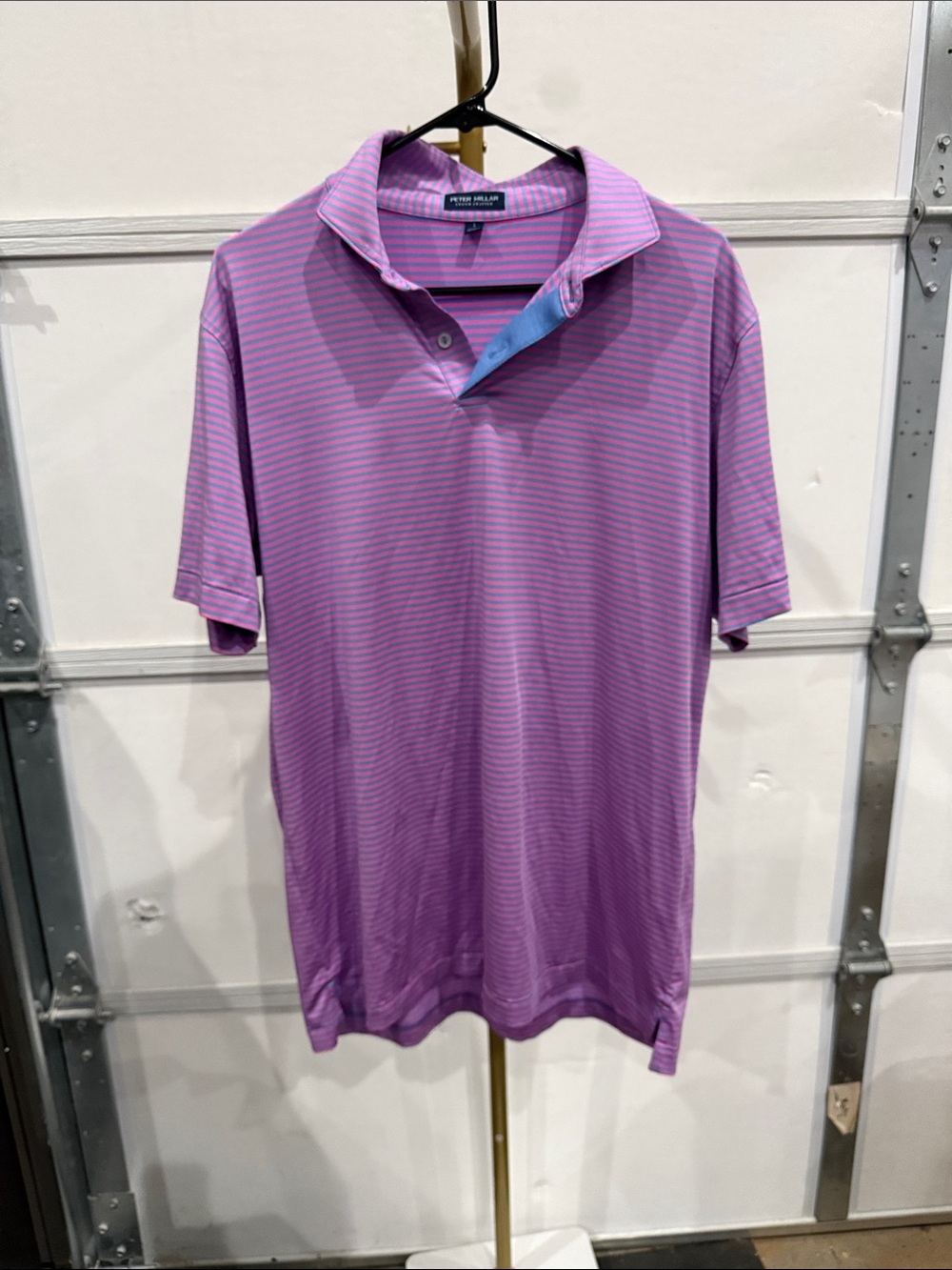 Peter Millar Lilac and Light Blue Stripe Polo